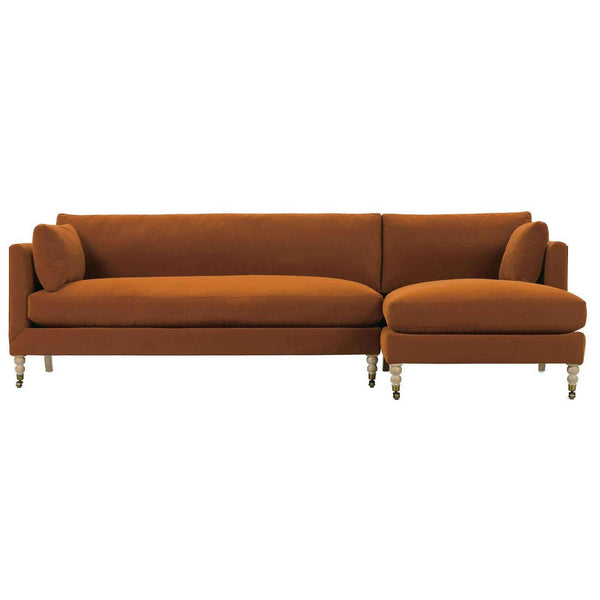 Robin Bruce Madeline Fabric 2 pc Sectional Madeline-214/Madeline-111 2 pc Sectional - Terracotta/Washed Oak/Brass IMAGE 1